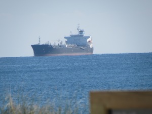 A cargo ship...that was probably at least a half a mile away. That zoom really does work!